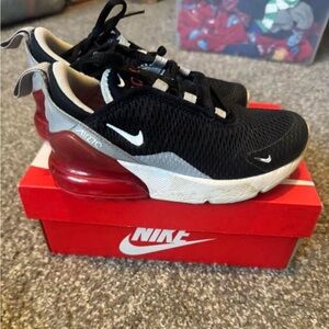 Nike Kids airmax 270 Black and Gray Sneakers with Red accents